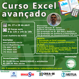 CURSO DE EXCEL AVANÇADO (NÃO SÓCIOS) CURSO DE EXCEL AVANÇADO (NÃO SÓCIOS)