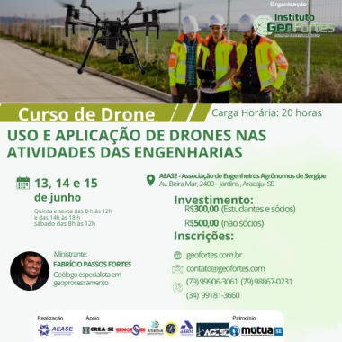 Curso de Drone - Uso e Aplicações nas Atividades das Engenharias (Sócios e estudantes) Curso de Drone - Uso e Aplicações nas Atividades das Engenharias (Sócios e estudantes)